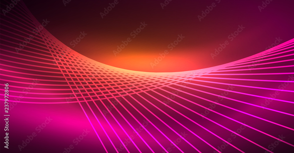 Naklejka premium Digital technology abstract background - neon geometric design. Abstract glowing lines. Colorful techno background. Futuristic shape.