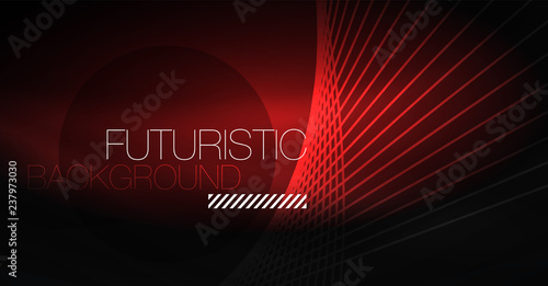Digital technology abstract background - neon geometric design. Abstract glowing lines. Colorful techno background. Futuristic shape.