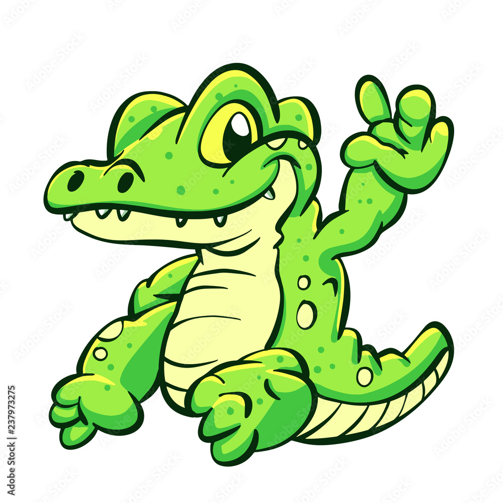 Naklejka premium Baby alligator cartoon hello