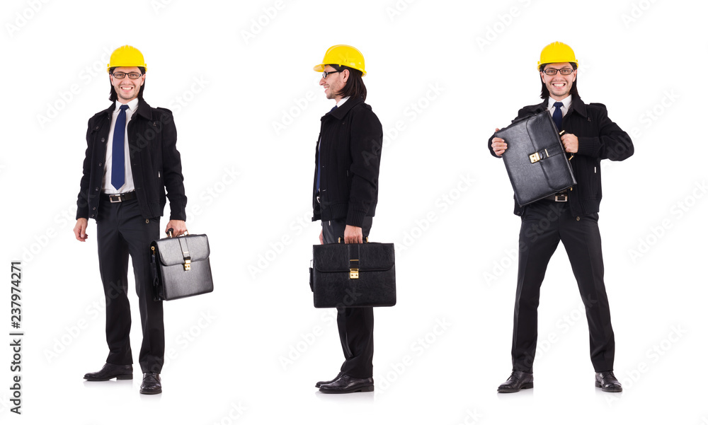 Young construction architect isolated on the white Young construction architect isolated on the white
