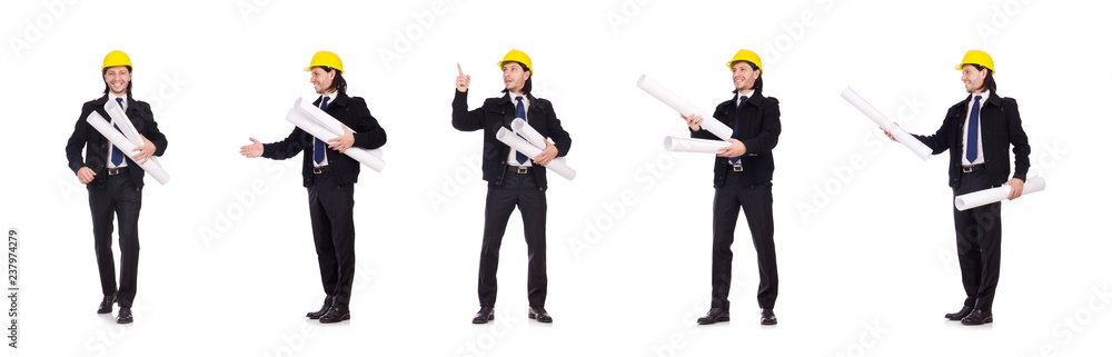 Young construction architect isolated on the white Young construction architect isolated on the white