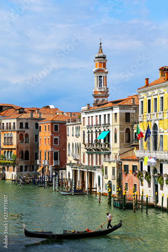 Colorful buildings along Grand Canal in Venice, Italy © donyanedomam