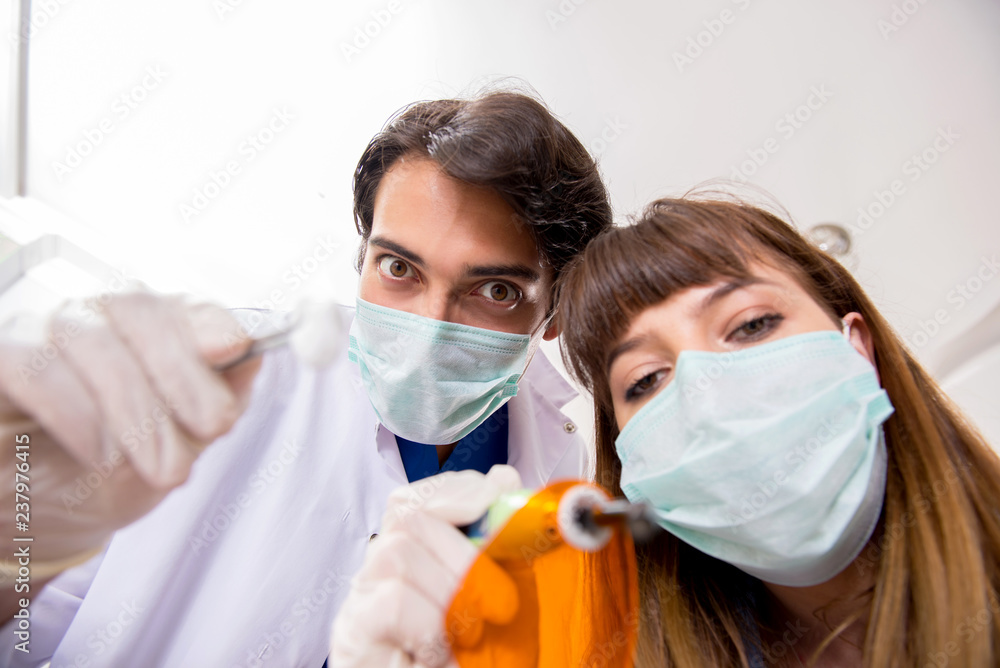 Concept of treating teeth at dentists Concept of treating teeth at dentists