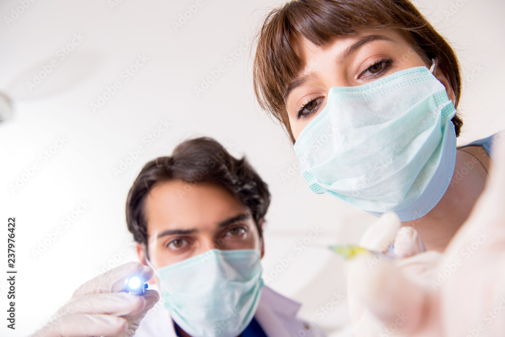 Concept of treating teeth at dentists Concept of treating teeth at dentists