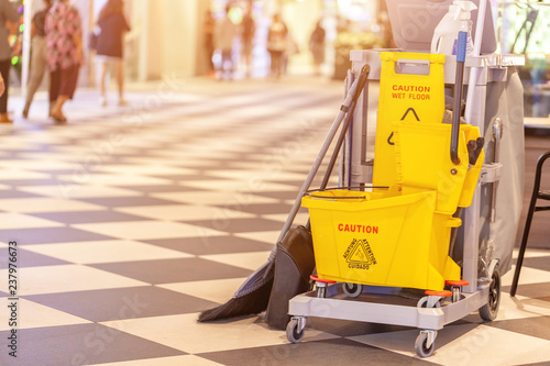 set of cleaning equipment in the Terminal 21 Pattaya shopping mall, Thailand