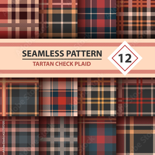 Classic tartan, Merry Christmas seamless patterns