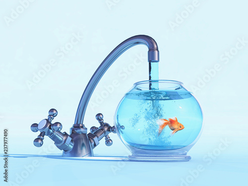A tap over a bowl with a go...