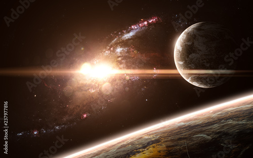 Fototapeta Naklejka Na Ścianę i Meble -  Planets, galaxy, beautiful space landscape. Abstract science fiction. Elements of the image were furnished by NASA