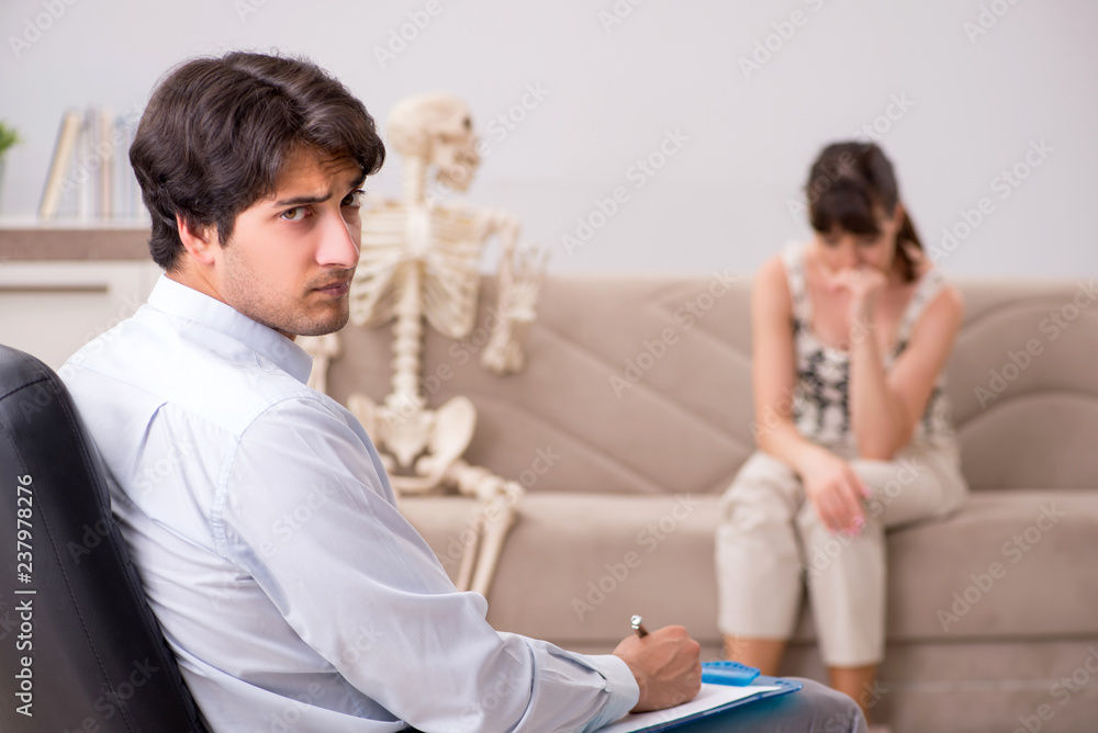 Young patient visiting psychologist for therapy Young patient visiting psychologist for therapy