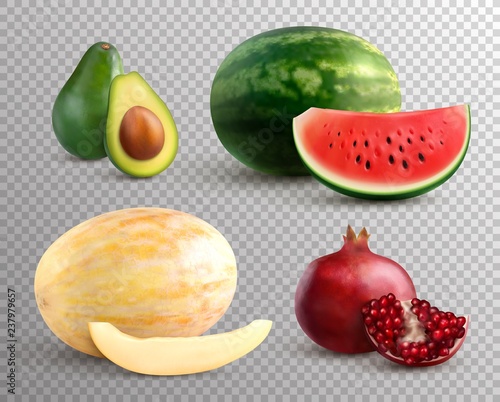 Realistic Fruits Set