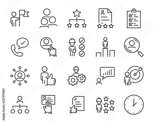 set of job search icons ,such as work, career, traning, business, skill, meeting