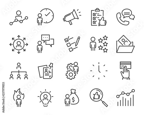set of job search icons ,such as work, career, traning, business, skill, meeting
