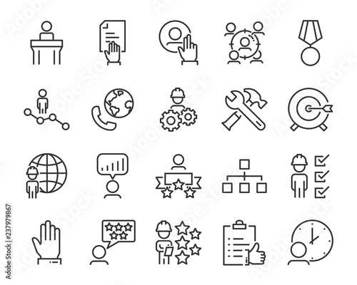 set of job search icons ,such as work, career, traning, business, skill, meeting