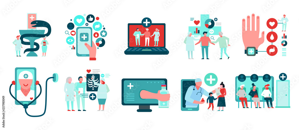 Digital Medicine Icons Set Digital Medicine Icons Set