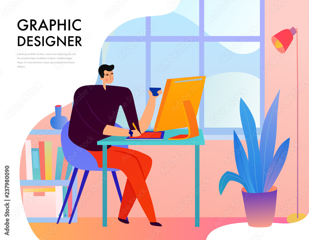 Graphic Designer Flat Illustration
