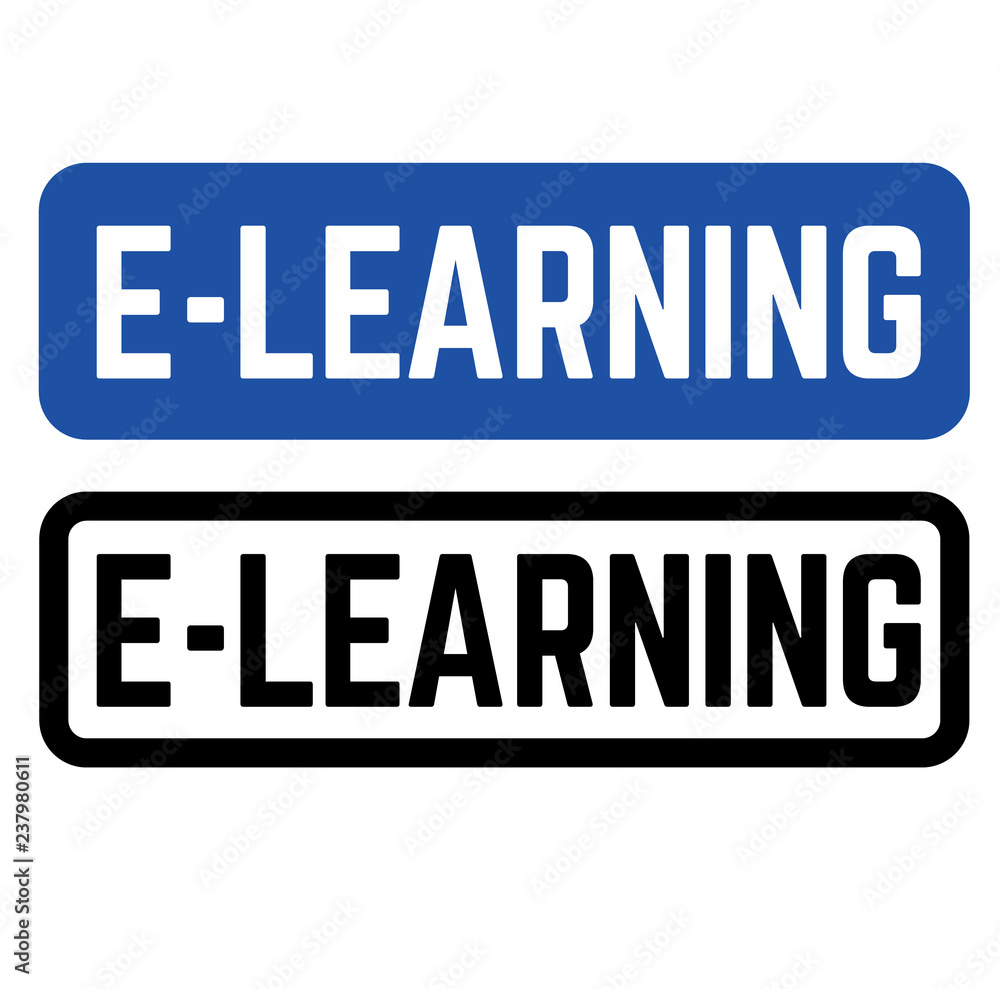 e learning stamp on white