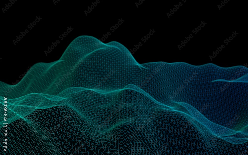 Abstract landscape background. Cyberspace grid. Hi-tech network. Vertical image orientation. 3D illustration Abstract landscape background. Cyberspace grid. Hi-tech network. Vertical image orientation. 3D illustration