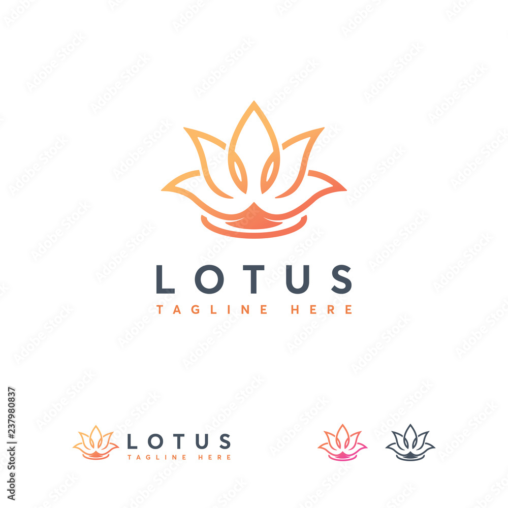 Line Lotus Logo designs vector