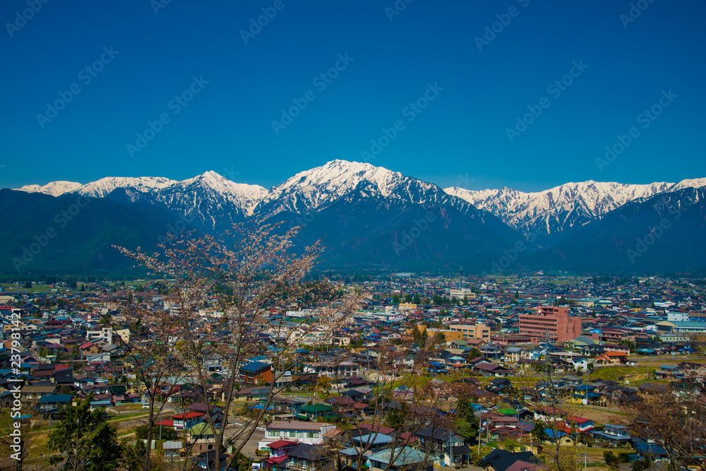 Japan Alps from Nagano side in Japan. Japan Alps is located between Nagano and Toyama prefectures.