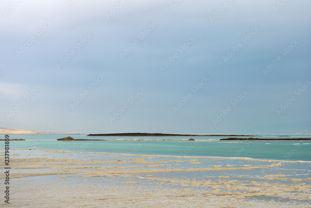 Coast of the Dead Sea in Israel on a cloudy day Coast of the Dead Sea in Israel on a cloudy day