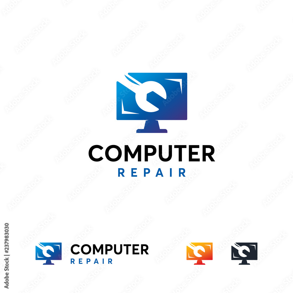 Computer Repair logo template icon, Computer Service logo symbol icon