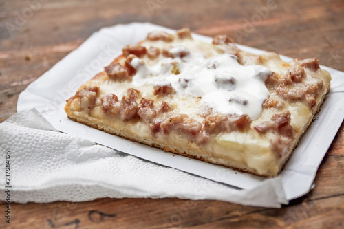 Street food: Traditional hungarian food (langos) at the street market