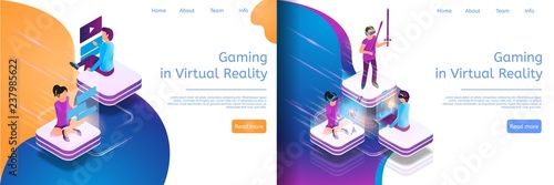 Canvas-taulu Isometric Online Communicating, Virtual Gaming