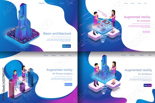 Isometric Illustration Virtual Reality Processes
