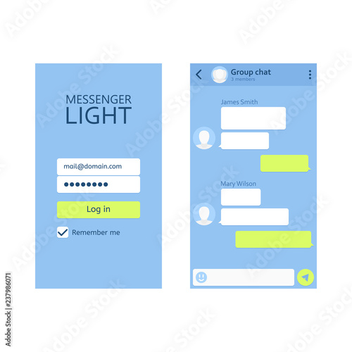 Concept of UI kit social network messenger