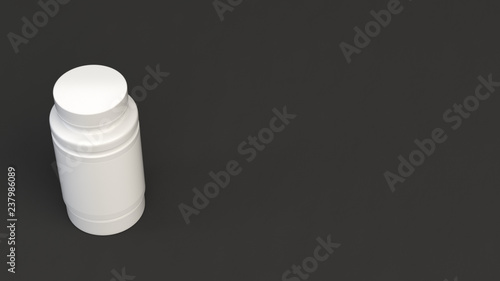 Blank white plastic bottle for pills