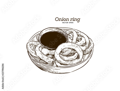 onion rings, graphic hand drawn illustration