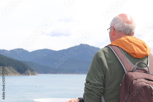 man looking out to sea