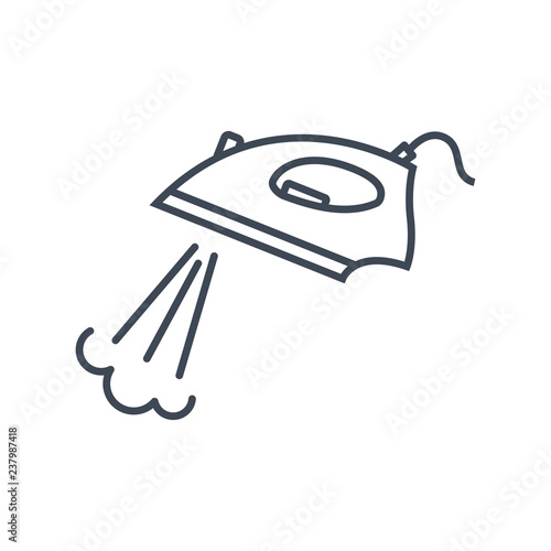 thin line icon electric iron with steam
