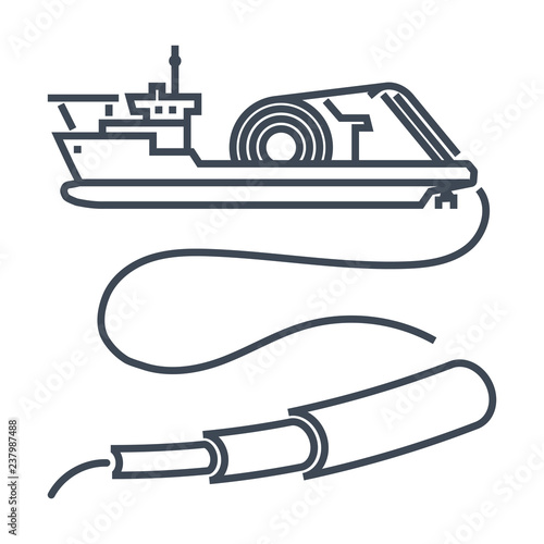 thin line icon cable layer ship
