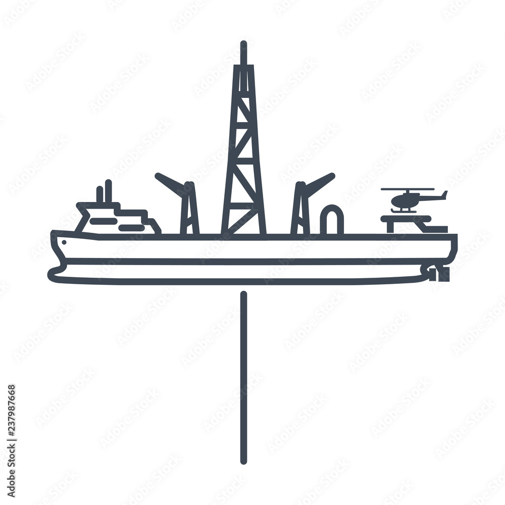 thin line icon drillship, gas and oil rig Stock Vector Adobe Stock