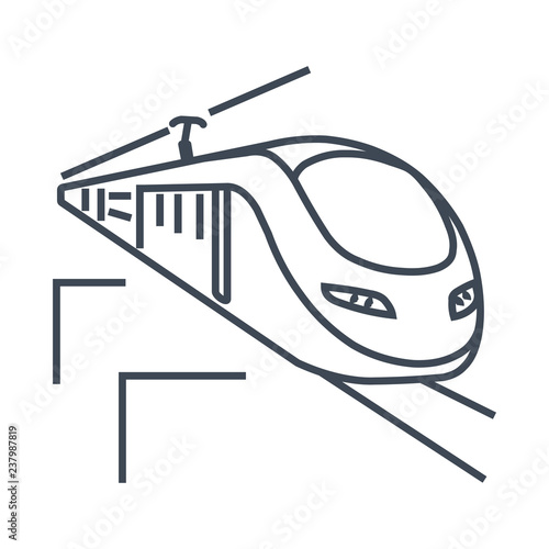thin line icon high speed passenger  electric train, railway