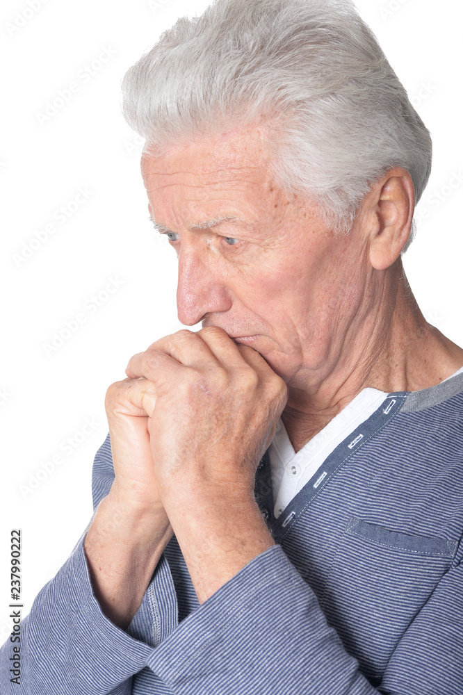 thinking senior man isolated on white background thinking senior man isolated on white background