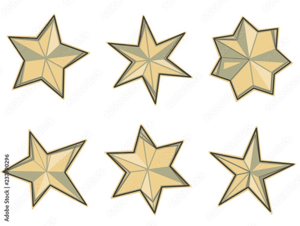 Set of different shaped star graphic vector illustrations Set of different shaped star graphic vector illustrations