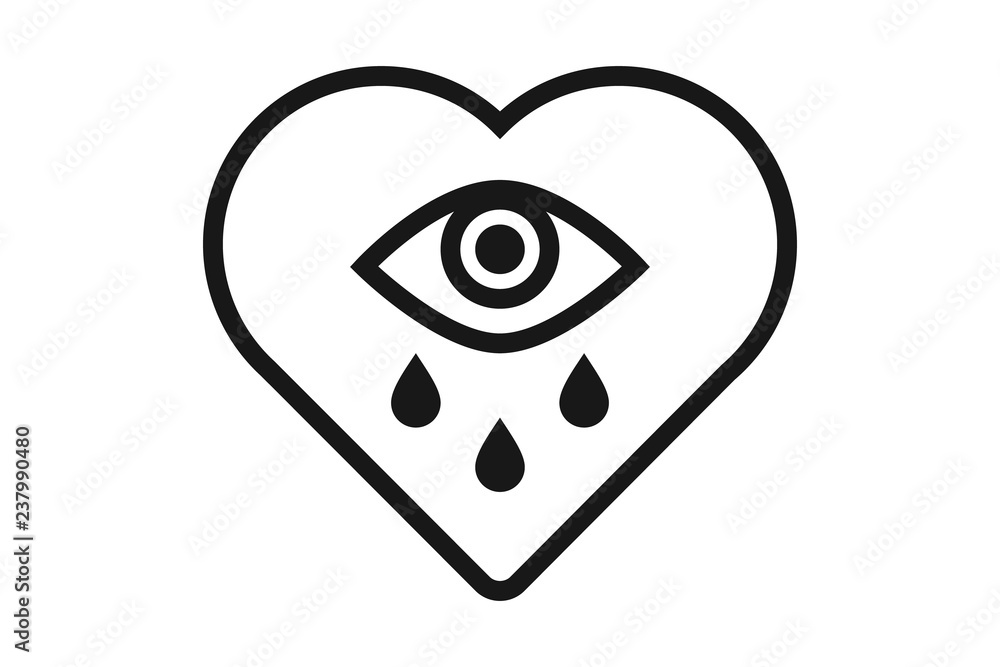 Crying heart, tears of sadness, vector illustration Crying heart, tears of sadness, vector illustration