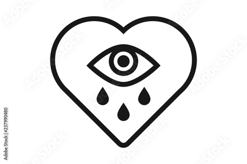 Crying heart, tears of sadness, vector illustration