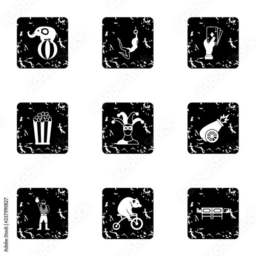 Chapiteau icons set. Grunge illustration of 9 chapiteau vector icons for web