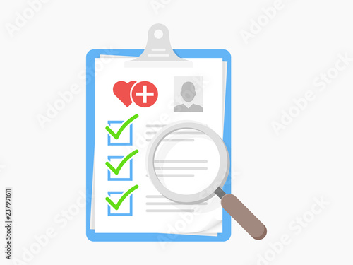 Medical Check List Clipboard Profile Person Search Icon Vector