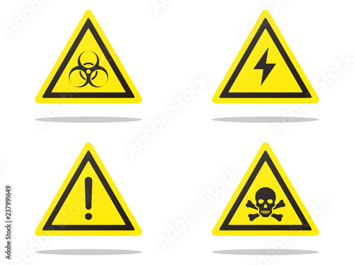 Set Death Hazard warning attention sign Vector