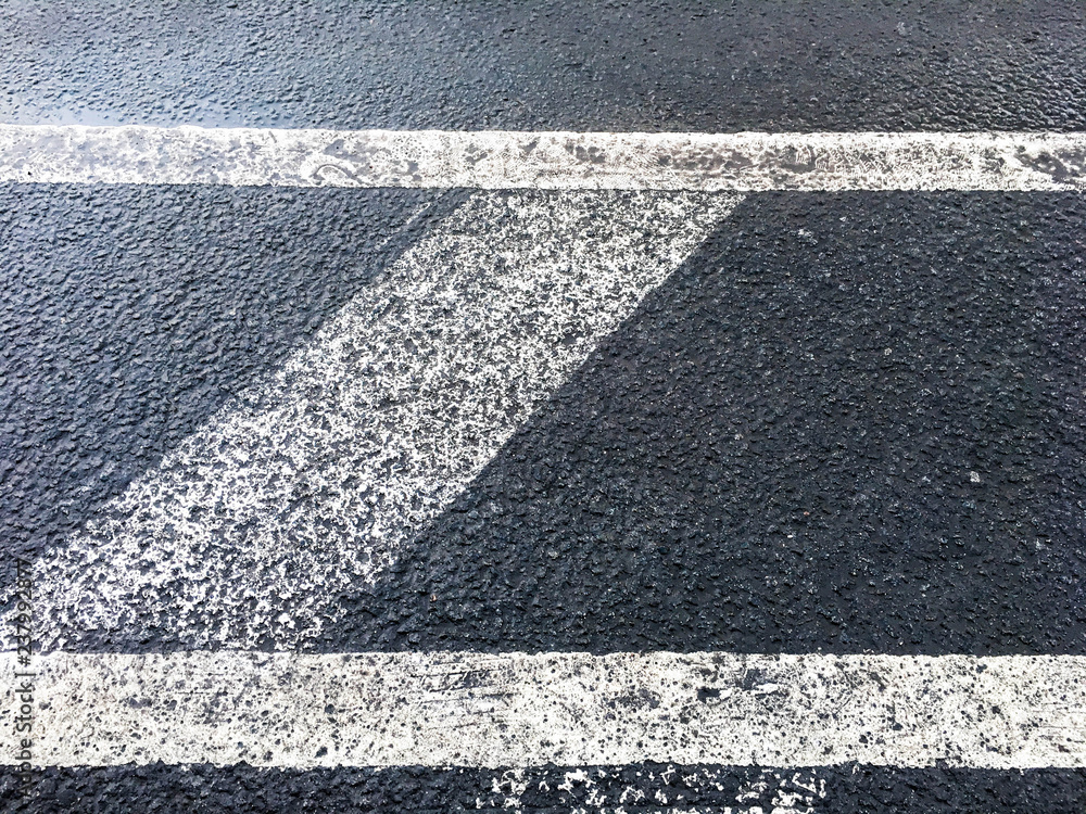 Fototapeta premium Road marking on wet pavement