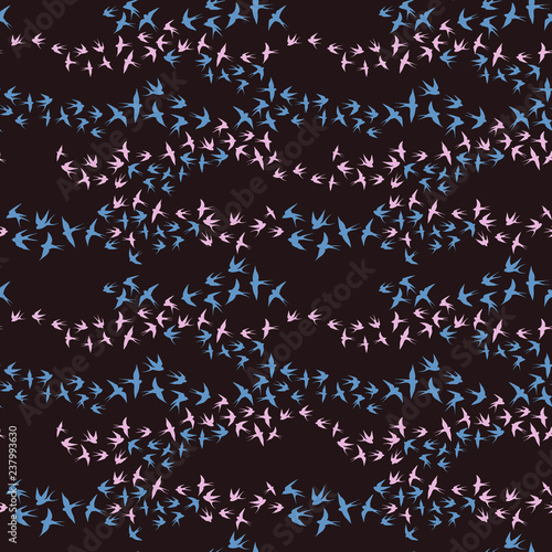 Swallow. Fly bird in sky seamless pattern