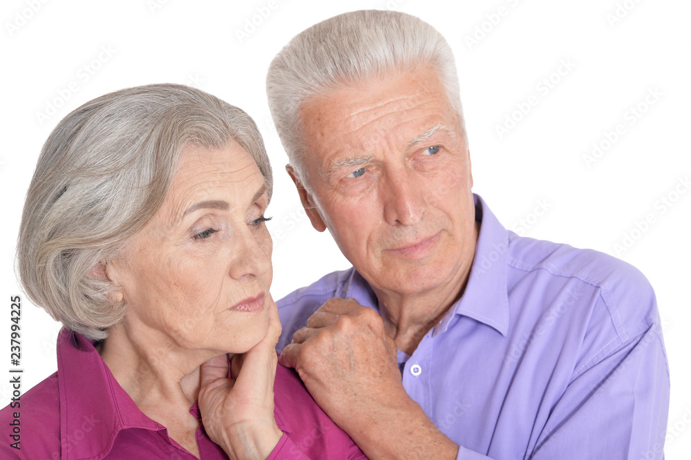 Sad senior couple isolated on white background Sad senior couple isolated on white background