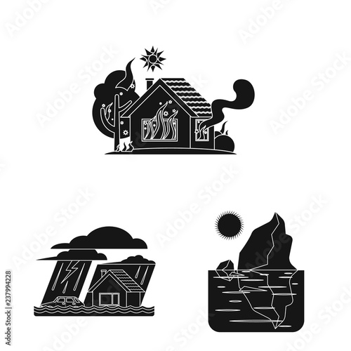 Vector illustration of natural and disaster icon. Set of natural and risk stock vector illustration.