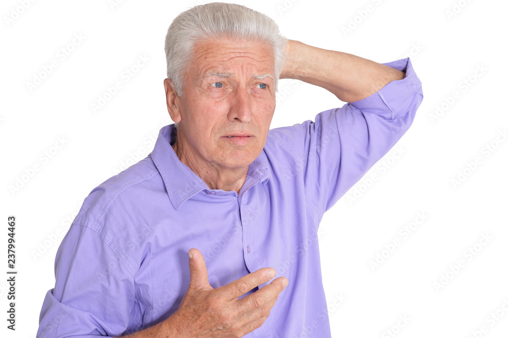 Portrait of senior man isolated on white background Portrait of senior man isolated on white background
