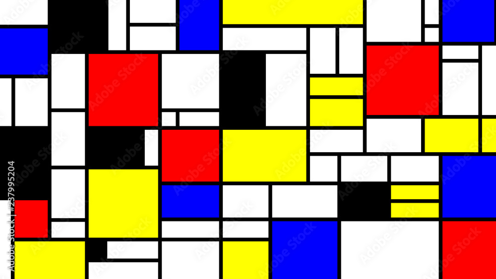 Photo & Art Print Neoplasticism imittation pattern, Piet Mondrian style