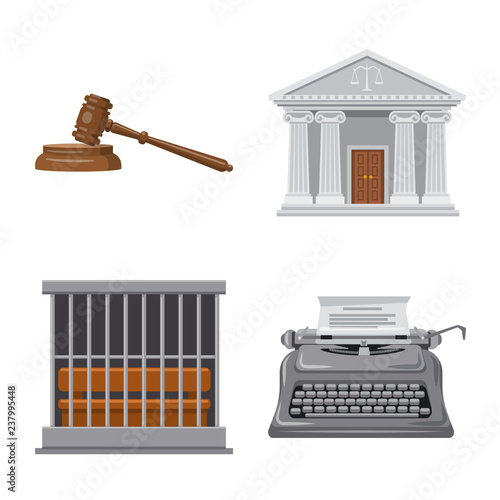 Vector design of law and lawyer logo. Set of law and justice stock vector illustration.